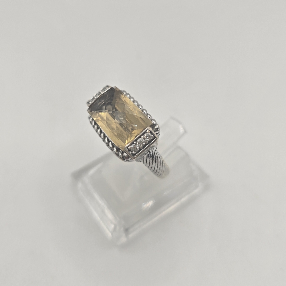 Vintage JUDITH RIPKA RING 925 Sterling Silver Yellow Citrine Cocktail Ring S-7 - Picture 10 of 13